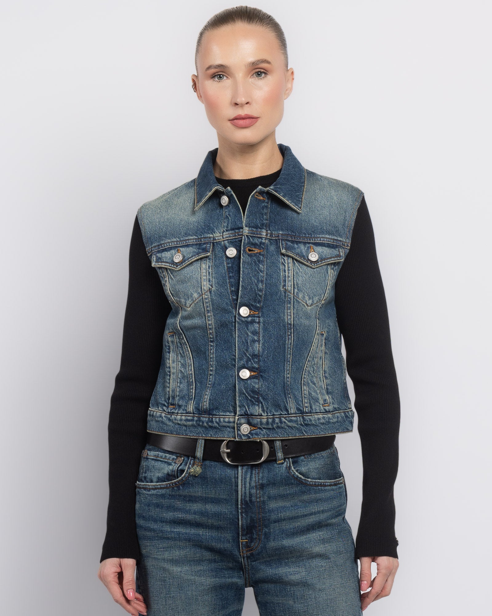 Veste en jean côtelée hybride
