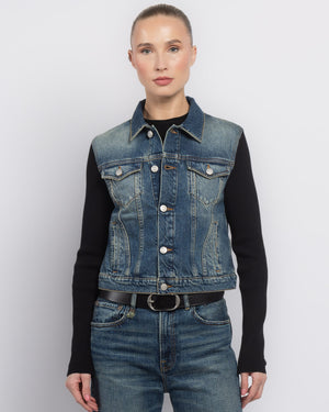 Veste en jean côtelée hybride