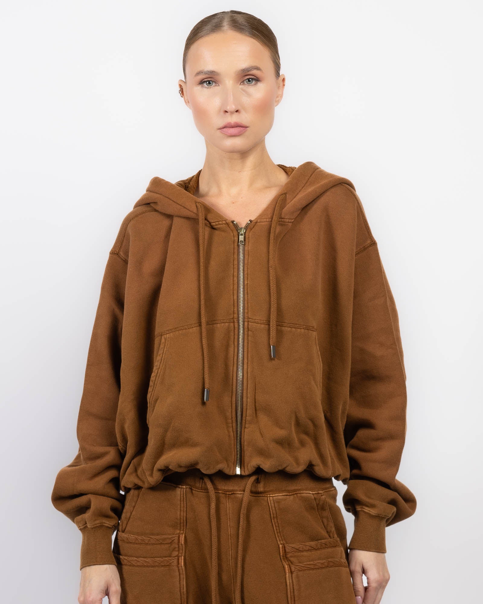 トップス VOLUME GATHERED ZIP UP HOODIE R13 Balloon Zip-Up Hoodie