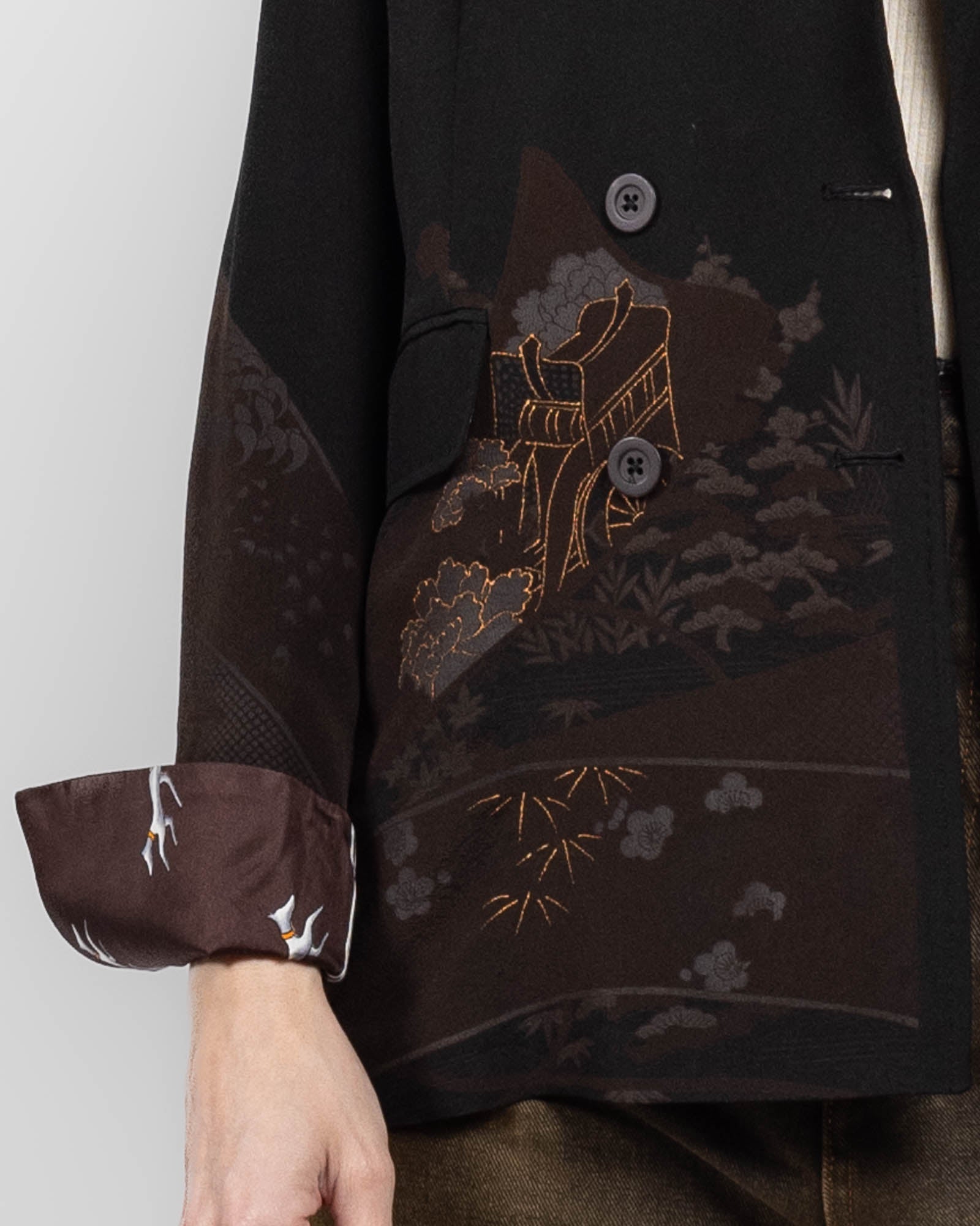 Double-Breasted Overdyed Kimono Jacket