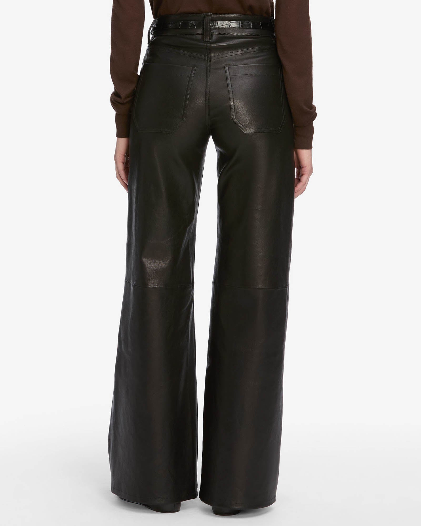 Le Slim Leather Palazzo Trousers