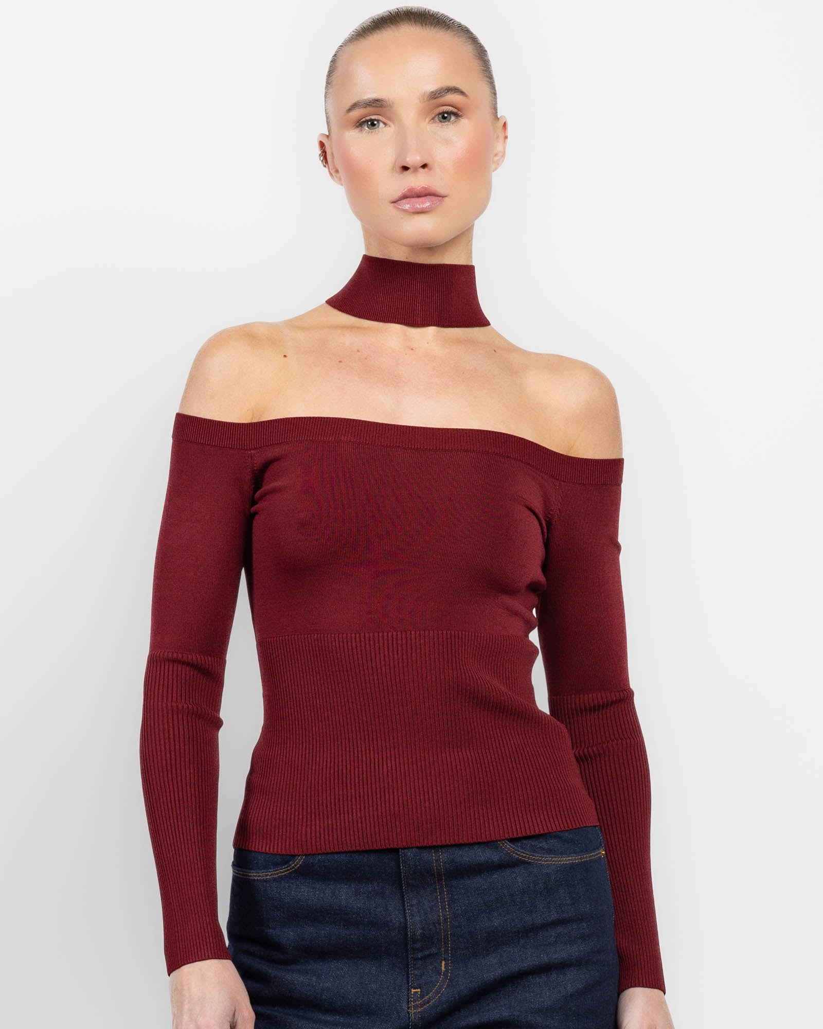 Lila Cold Shoulder Top