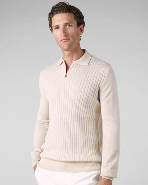 Ribbed Zipper Polo