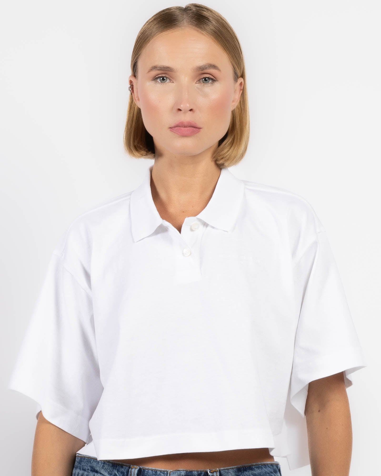 ALEXANDER WANG Short Sleeve Cropped Polo Tee