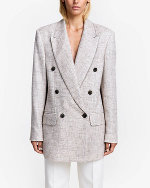 Double-Breasted Peaked Lapel Blazer