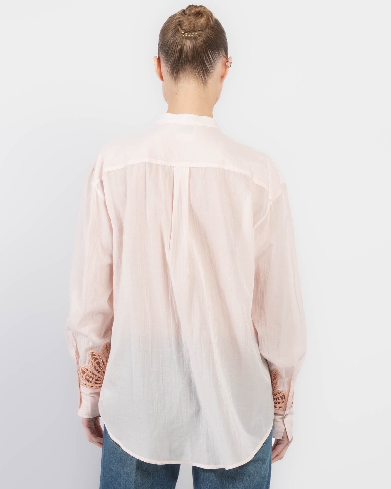 Floral Embroidery Voile Shirt