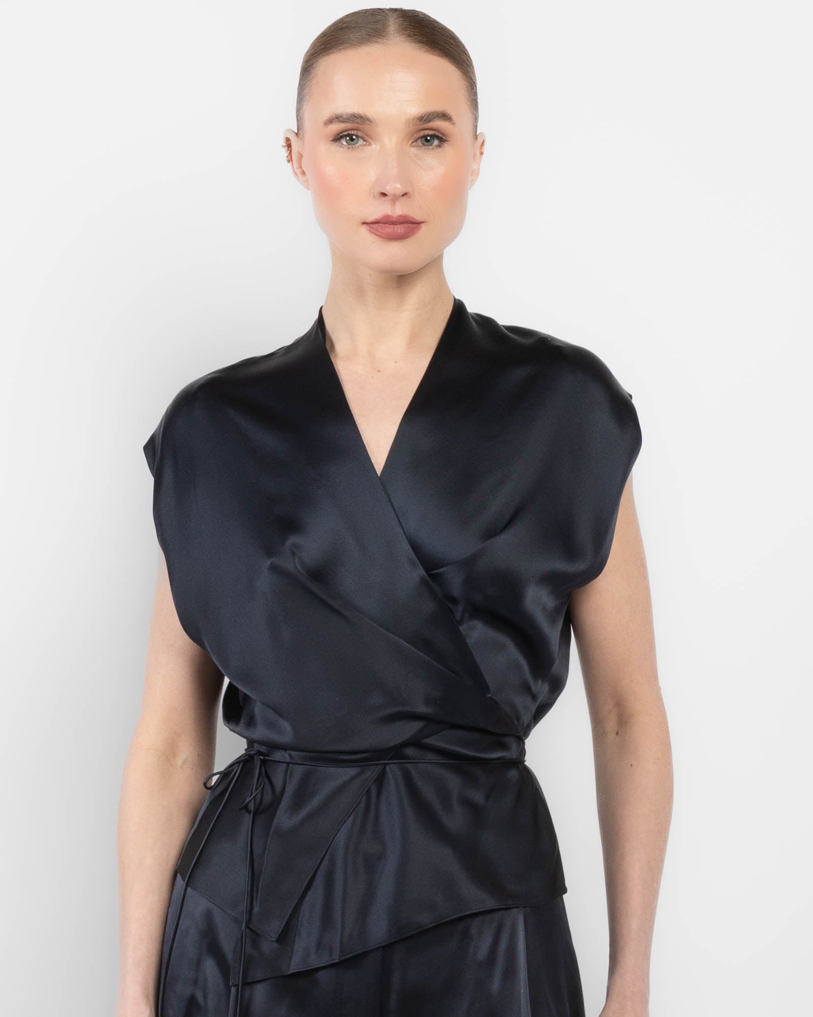 Drape Sleeve Wrap Blouse