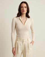 Silk Cashmere Ribbed Polo