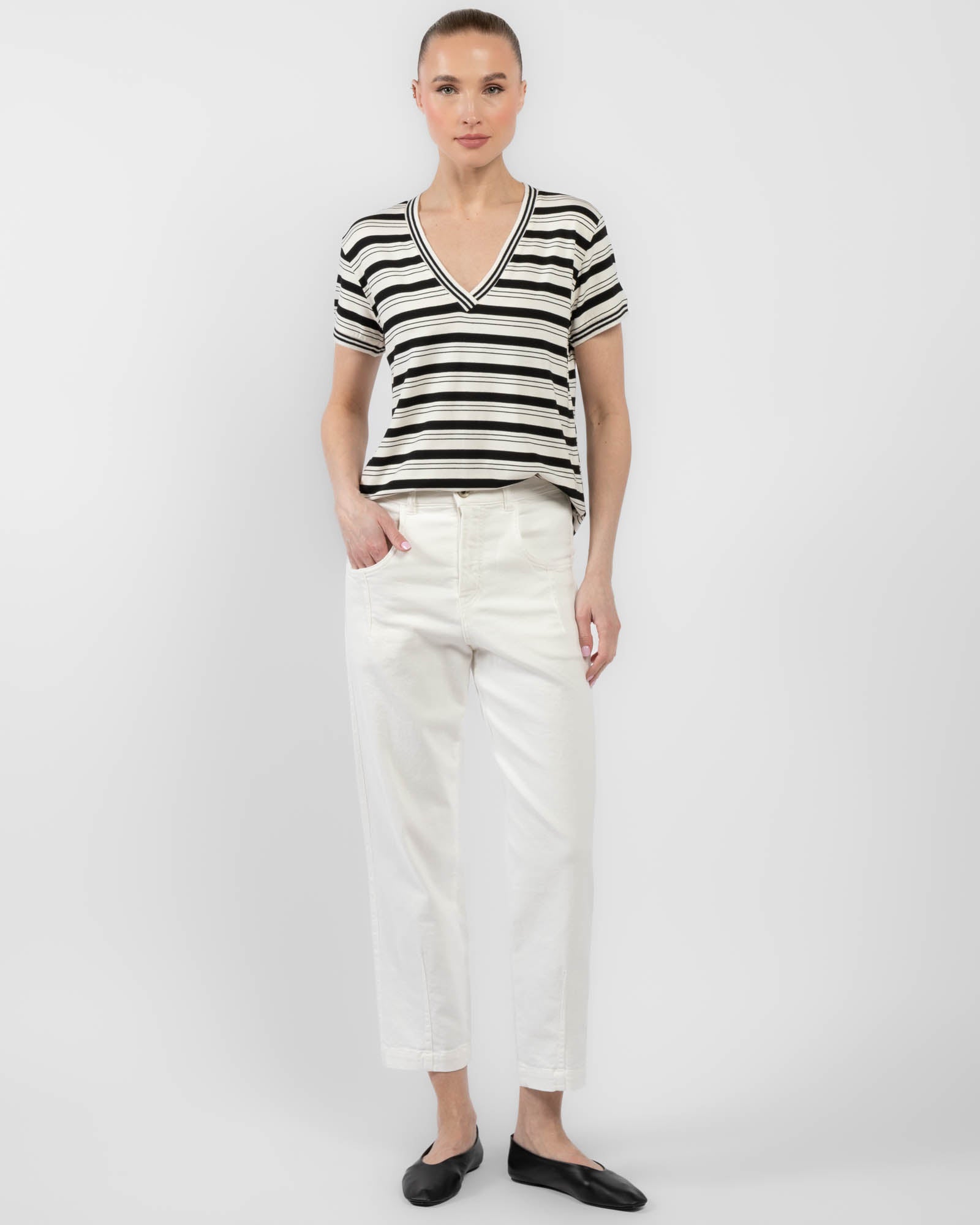 Stripe V-neck Top
