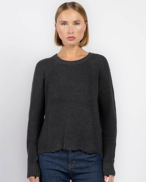 Distressed Scallop Shaker Sweater