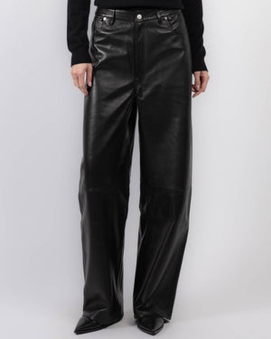 Straight Baggy Leather Pants