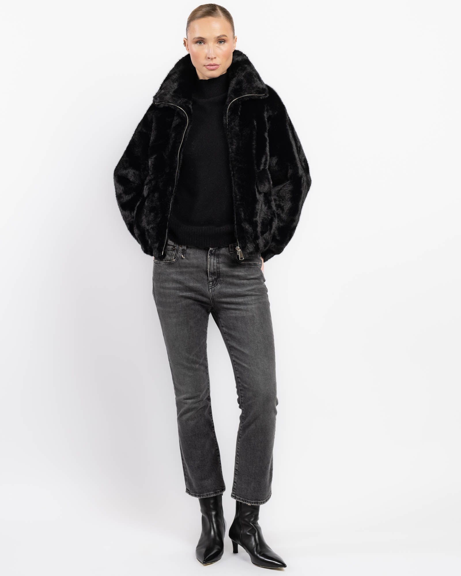 Blouson aviateur en fausse fourrure