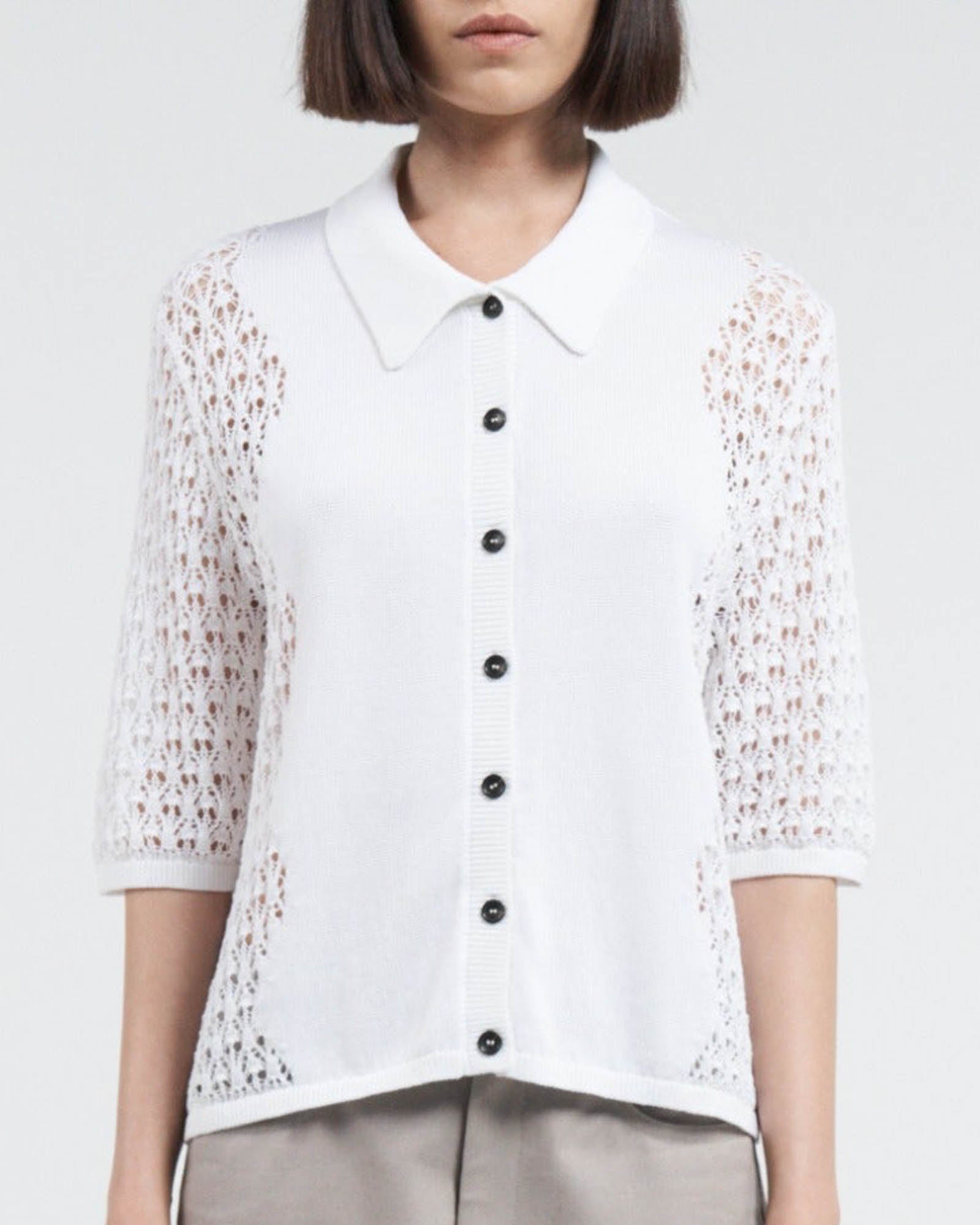 Cardigan polo en dentelle