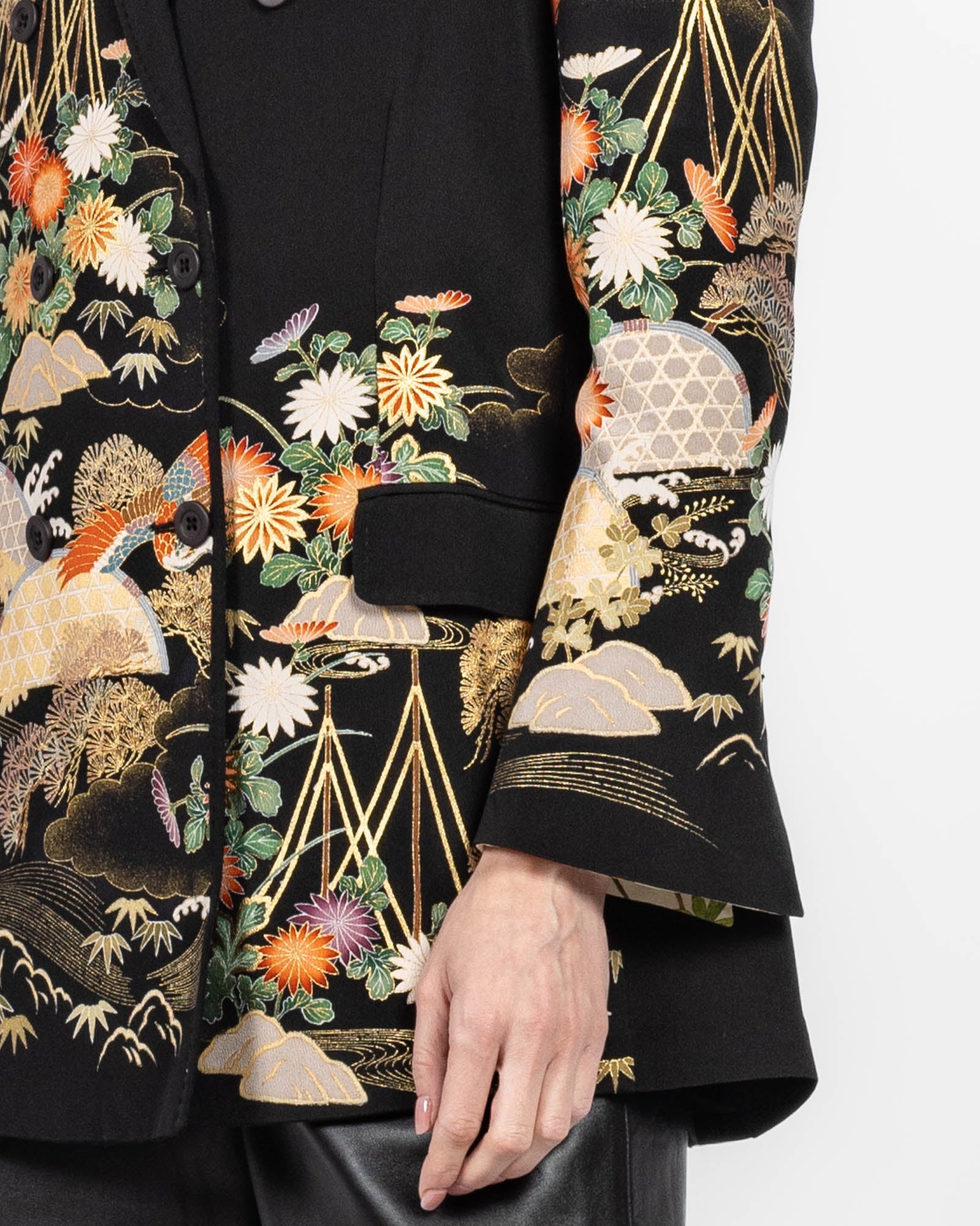 Flared Double-Breasted Kimono Jacket