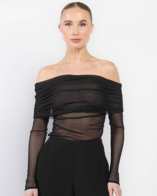 Mesh Off-Shoulder Top
