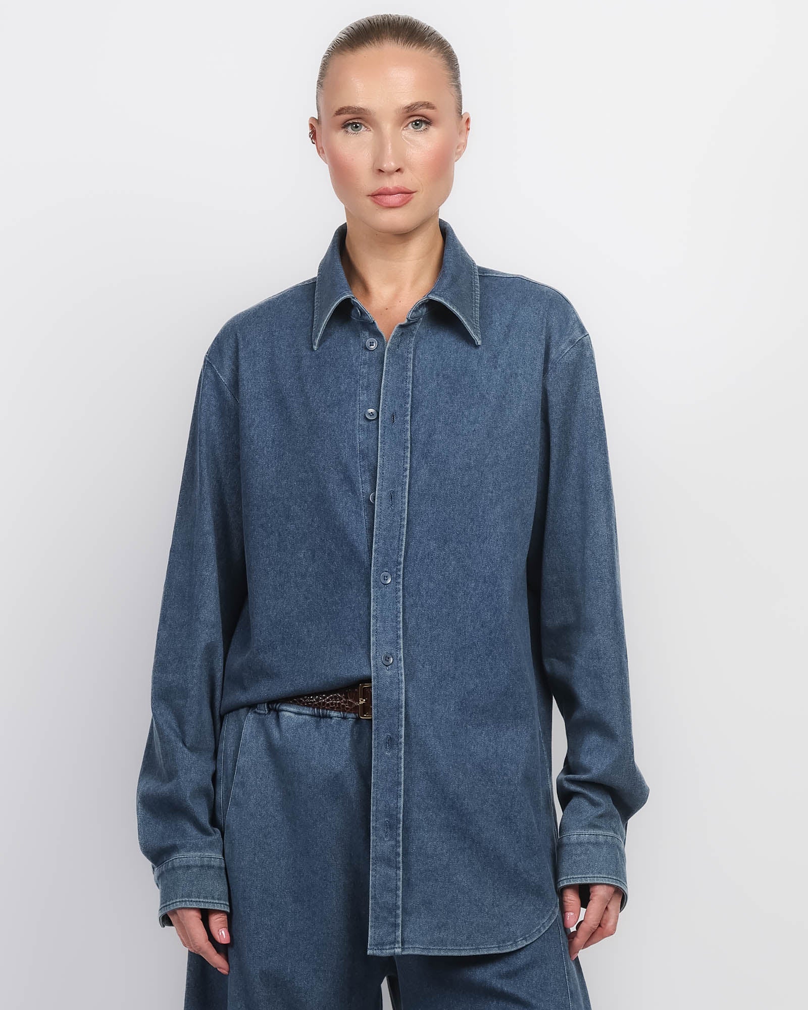 Chemise facile en denim extensible