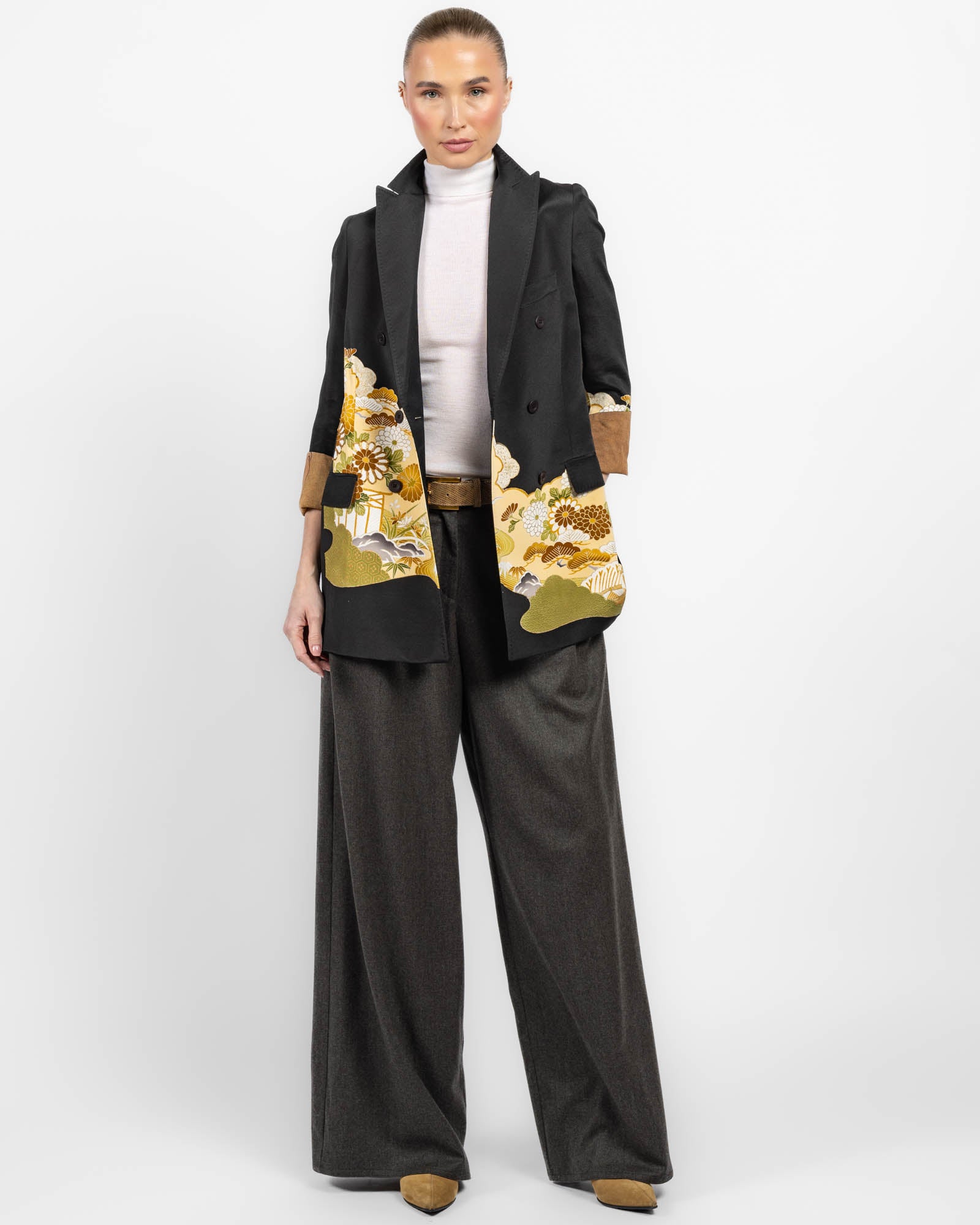 Flared Double-Breasted Kimono Jacket