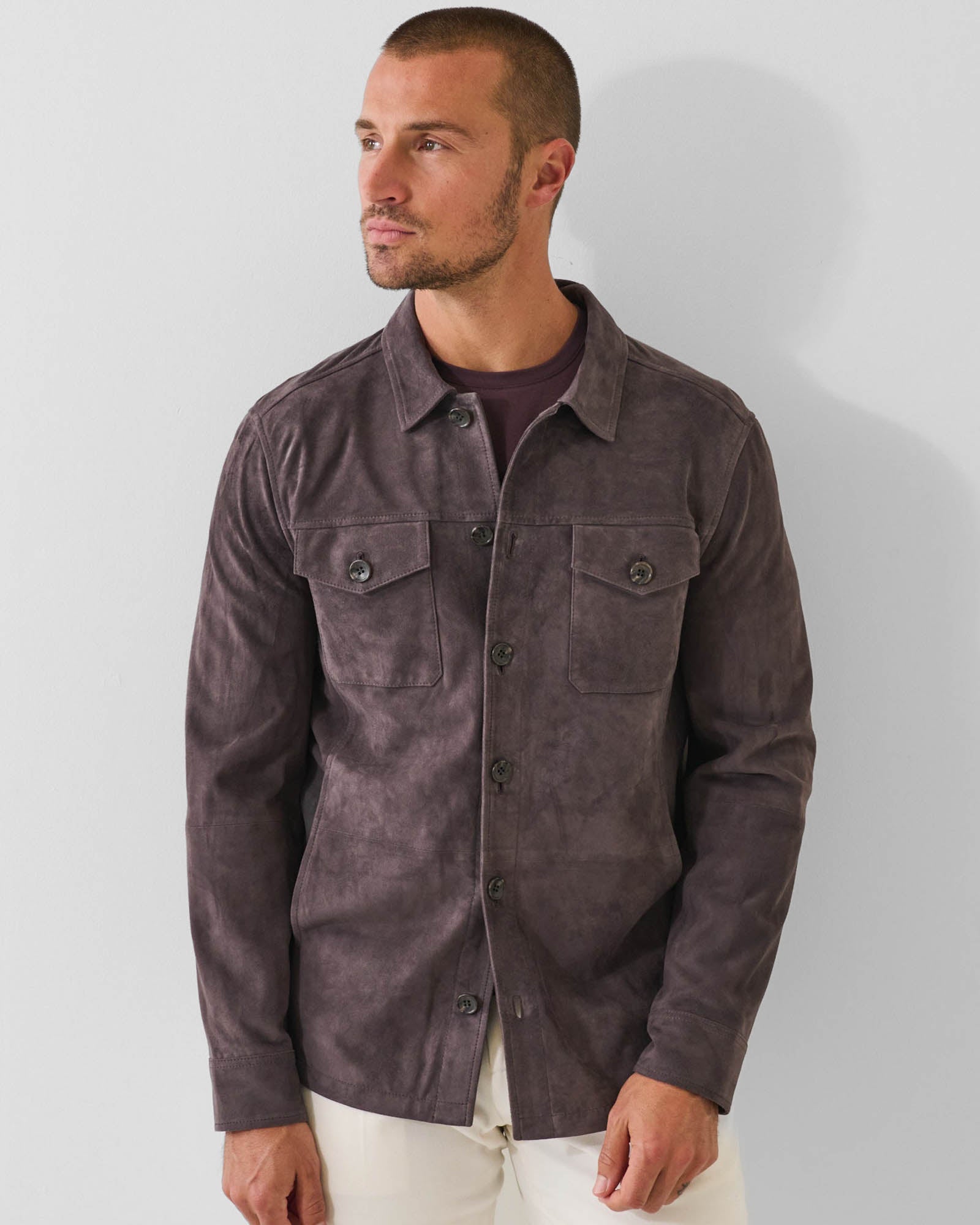 Veste chemise utilitaire en daim