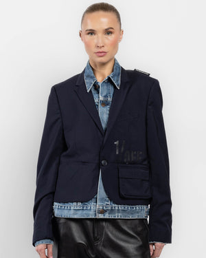 Blazer With Denim Detail