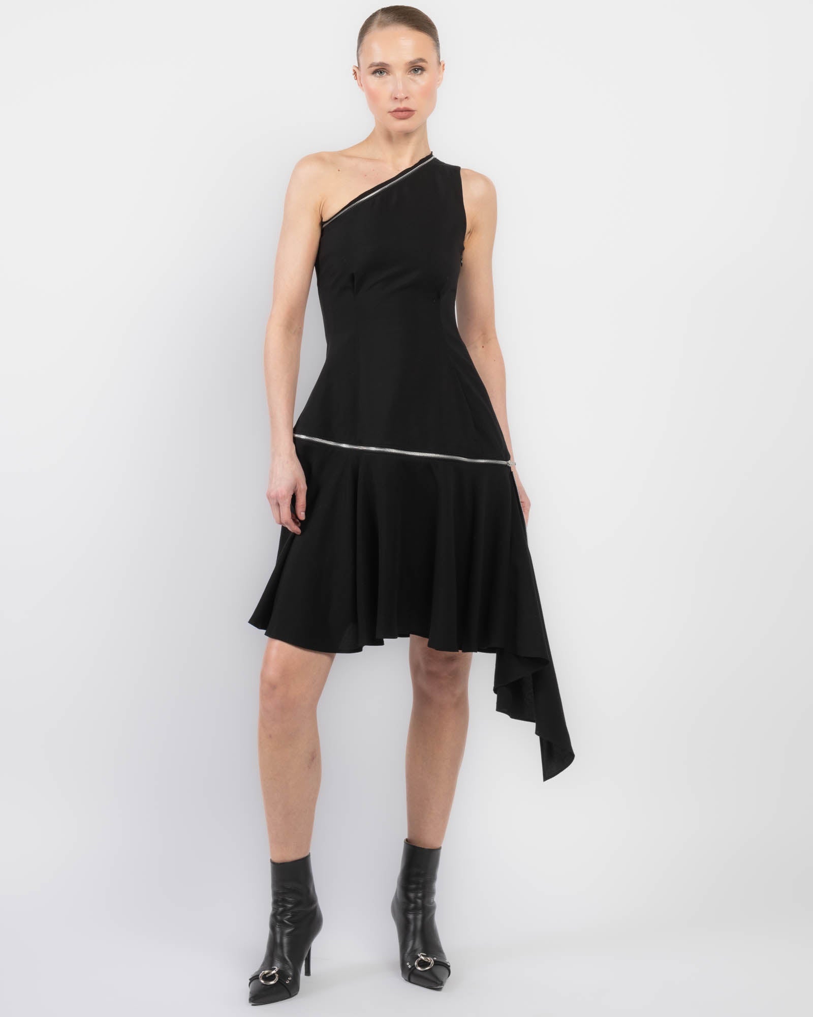 Zip One-Shoulder Dress
