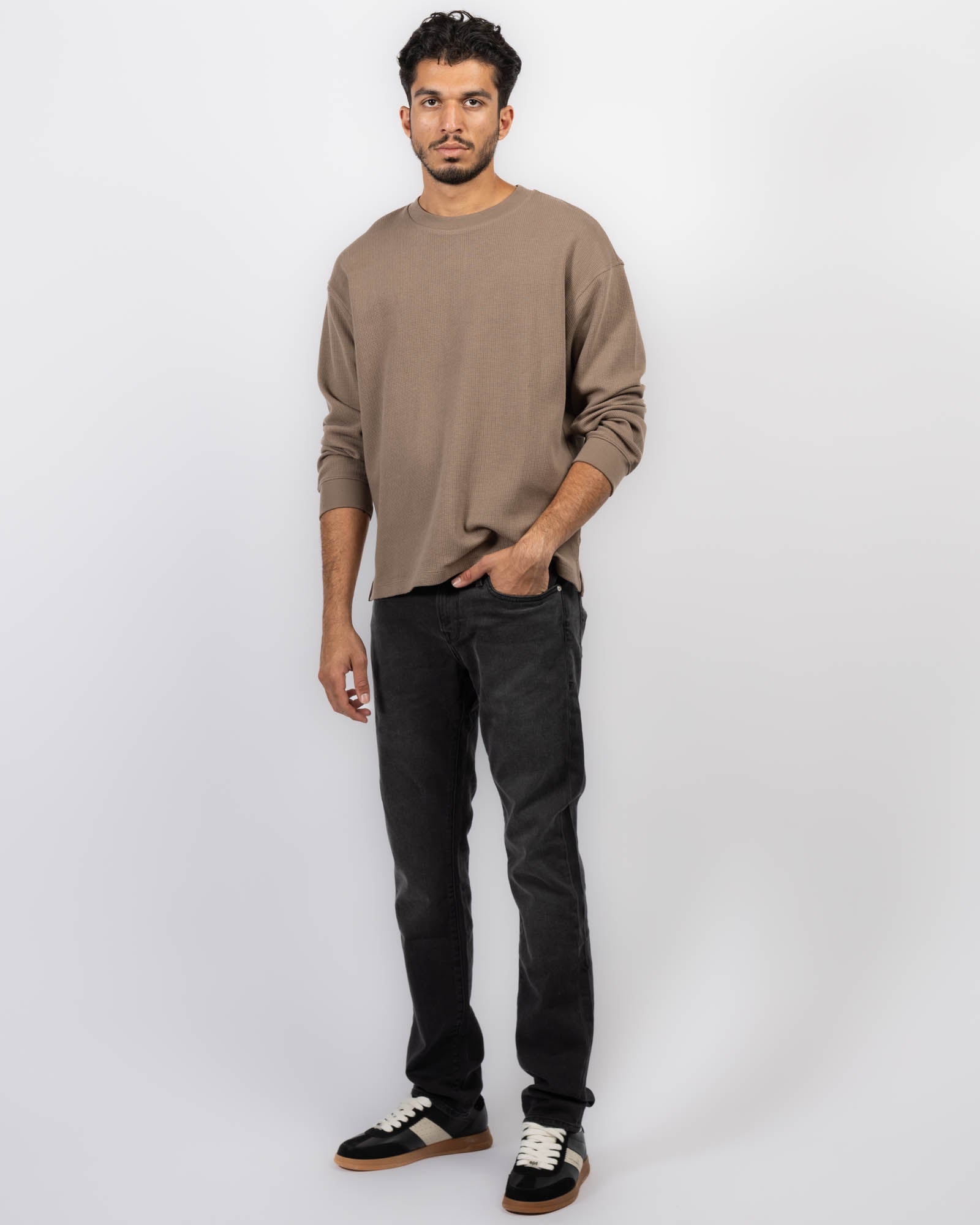 Haut gaufré à manches longues