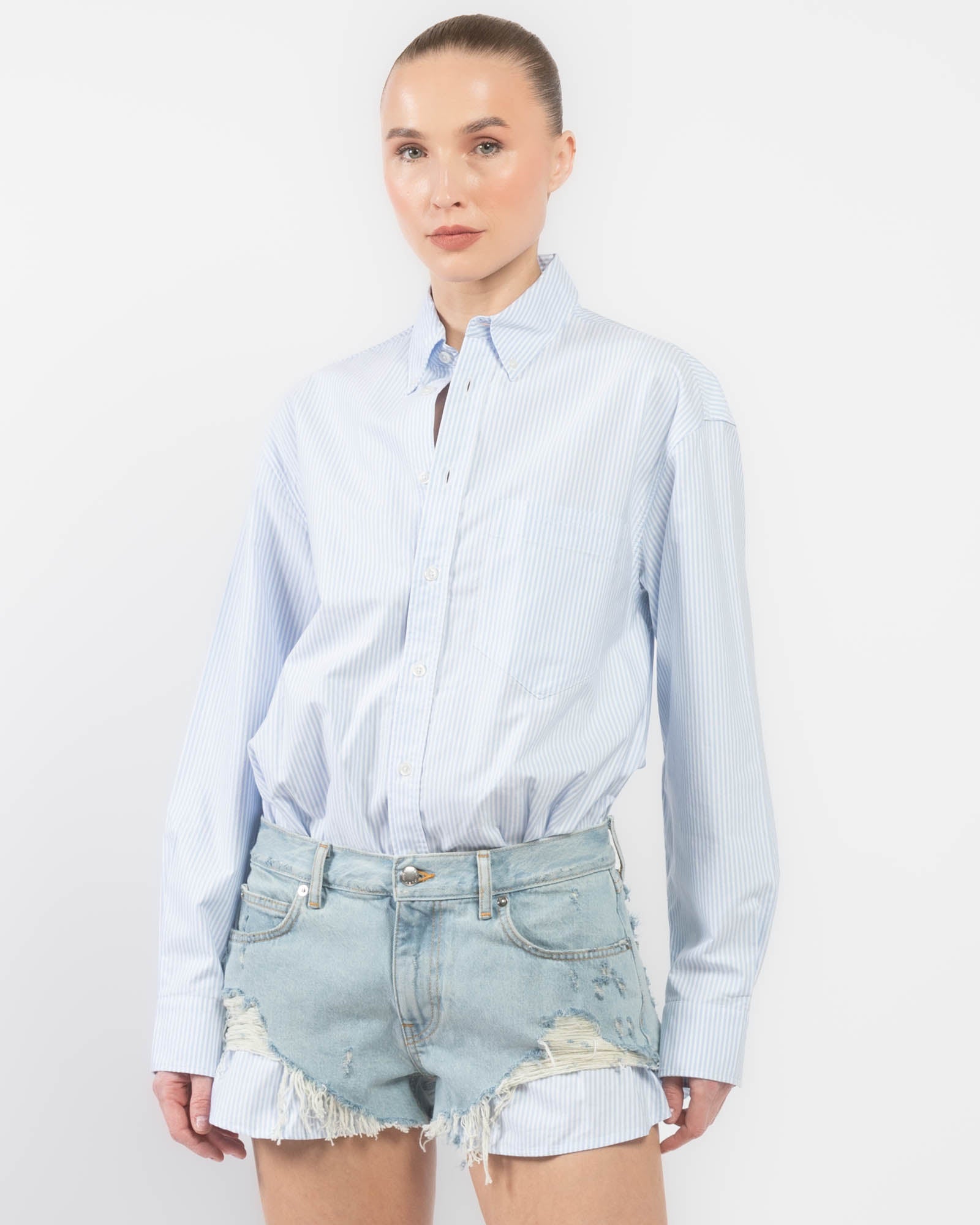 Shirt And Denim Shirt Romper