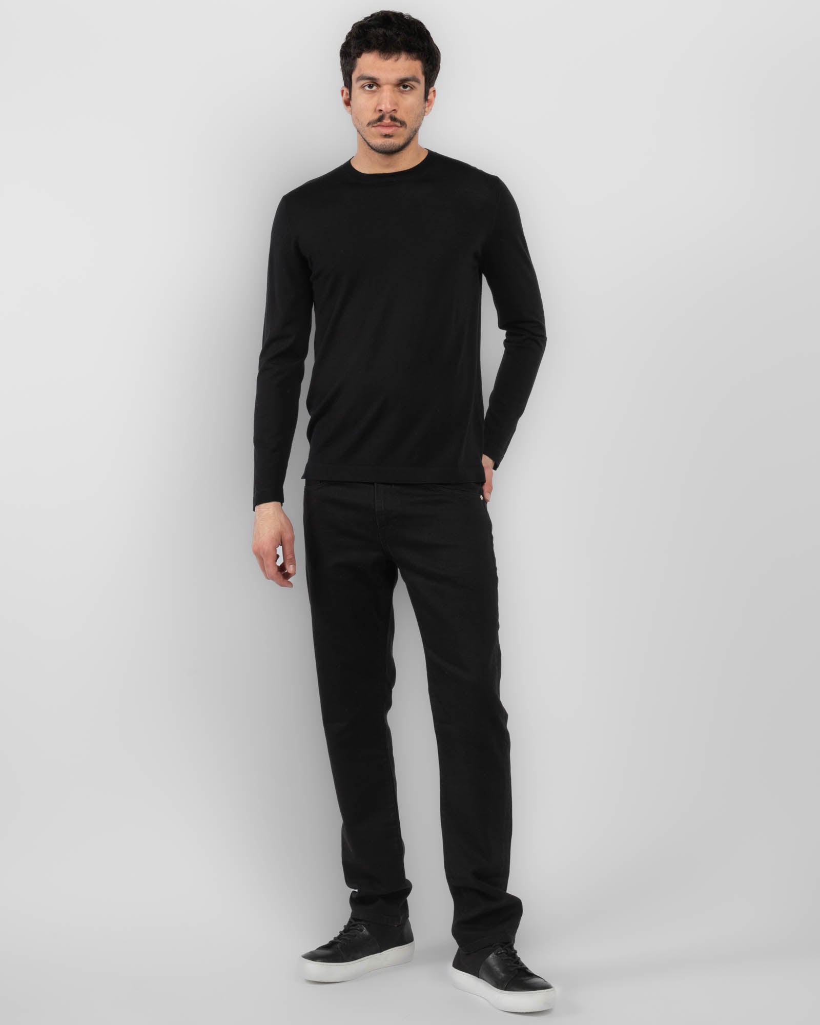 Pull ras du cou en mérinos fin