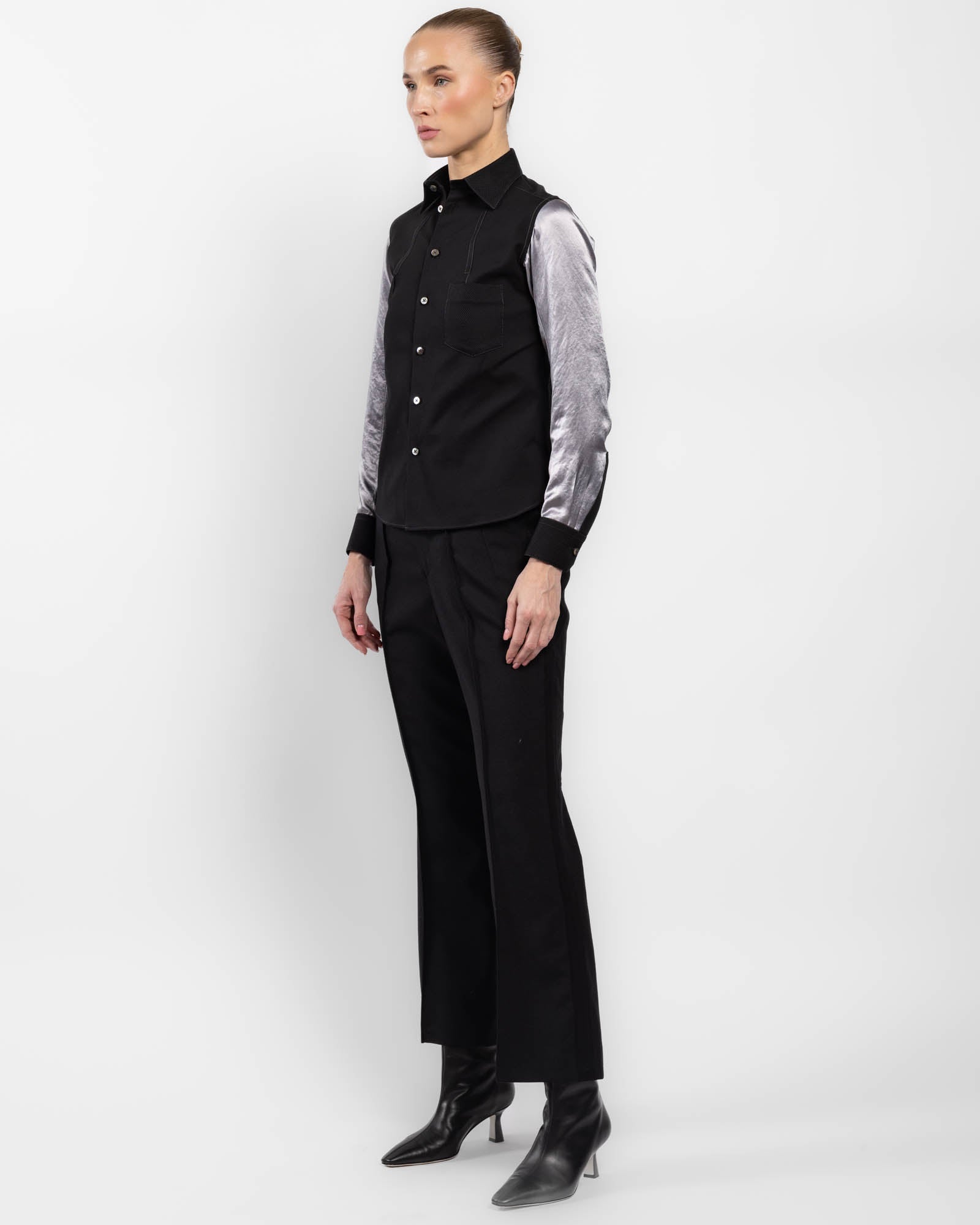 Chemise à manches platine