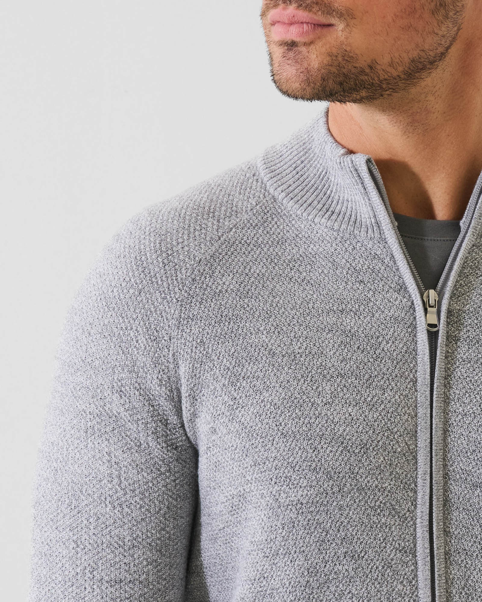 Seed Stitch Zip Cardigan