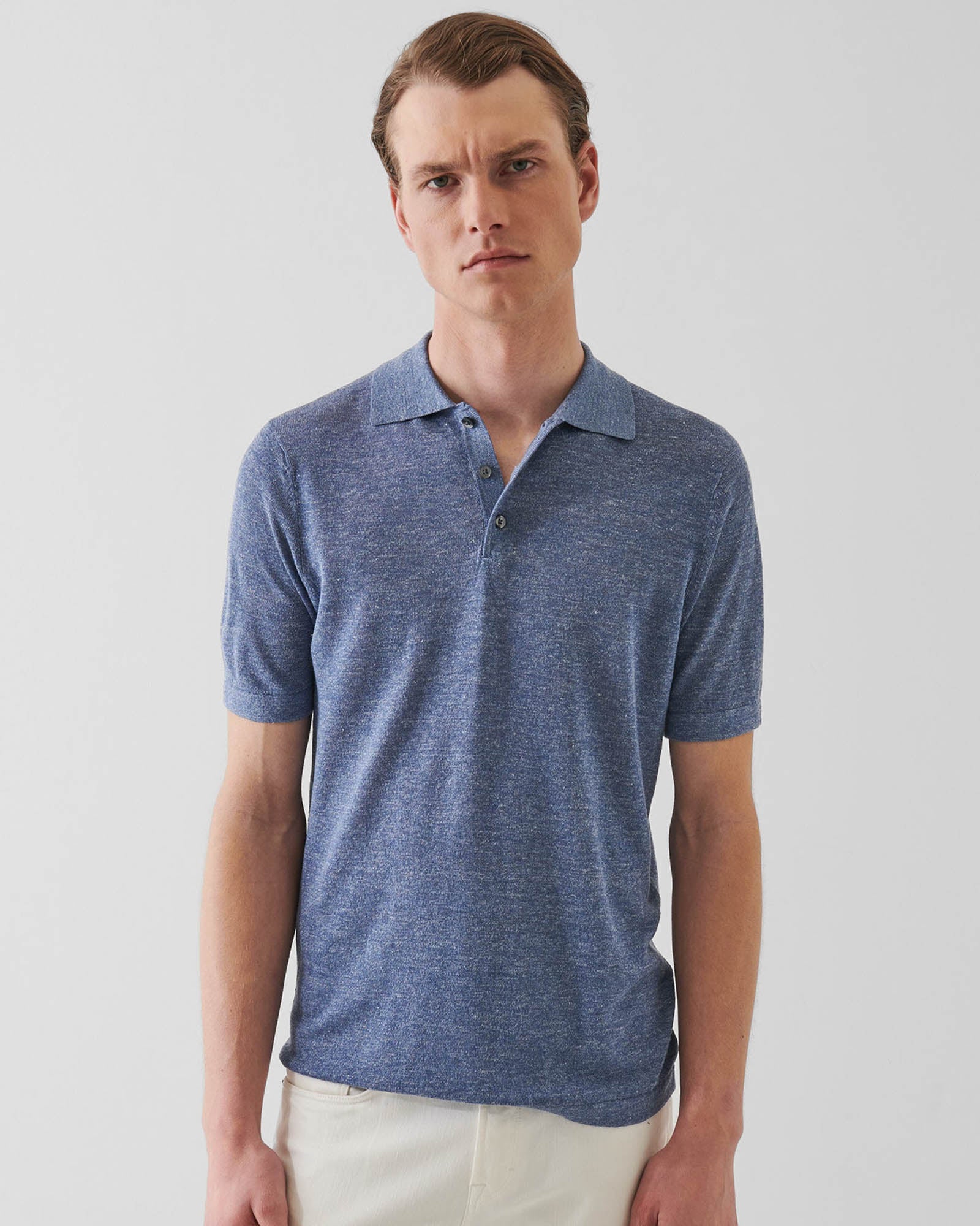 Short Sleeve Linen Silk Polo