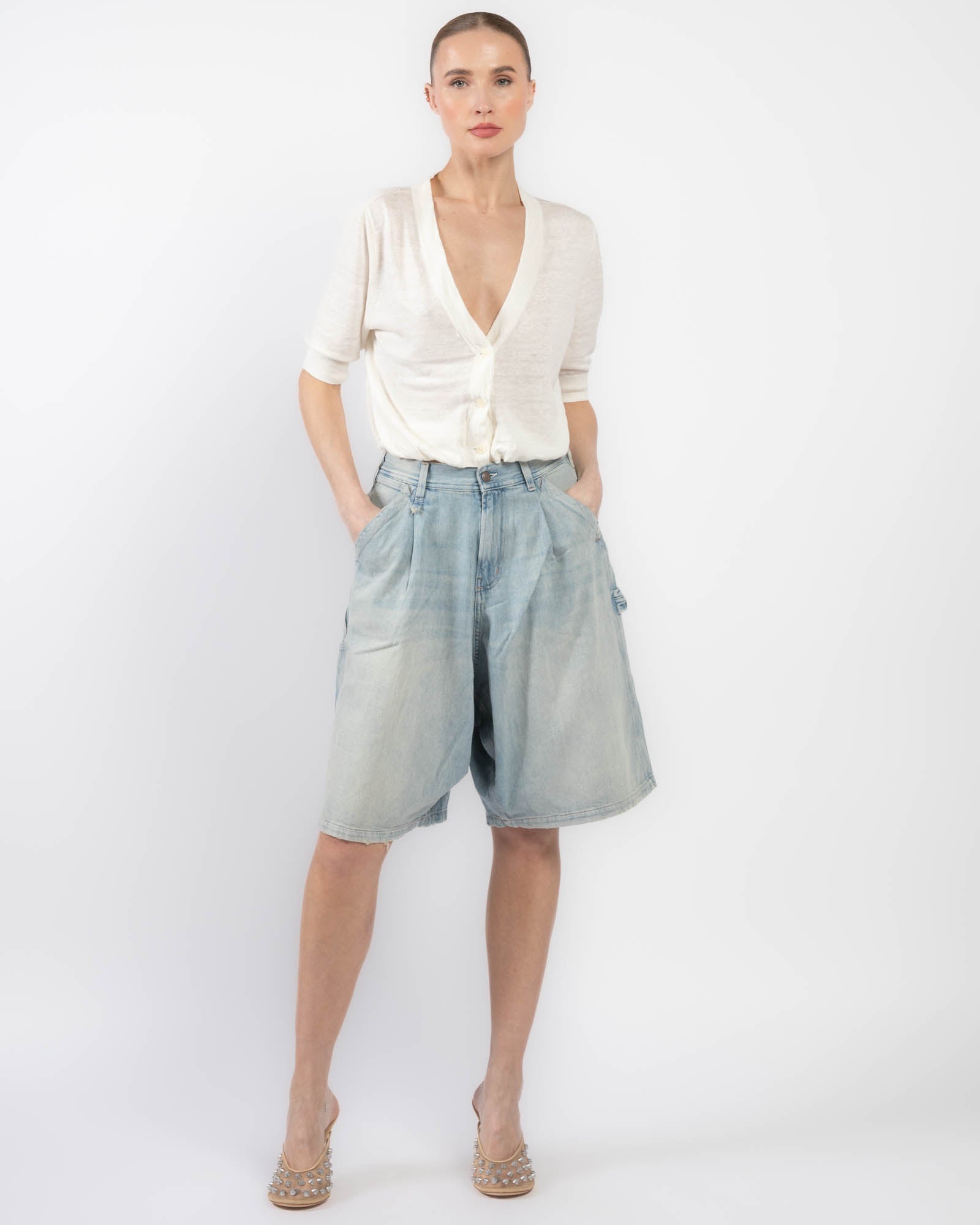 Elbow Sleeve Balloon Cardigan