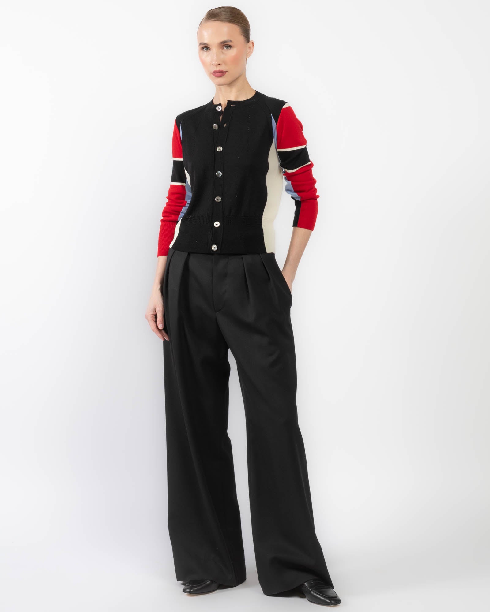 Cardigan à col ras du cou et manches longues