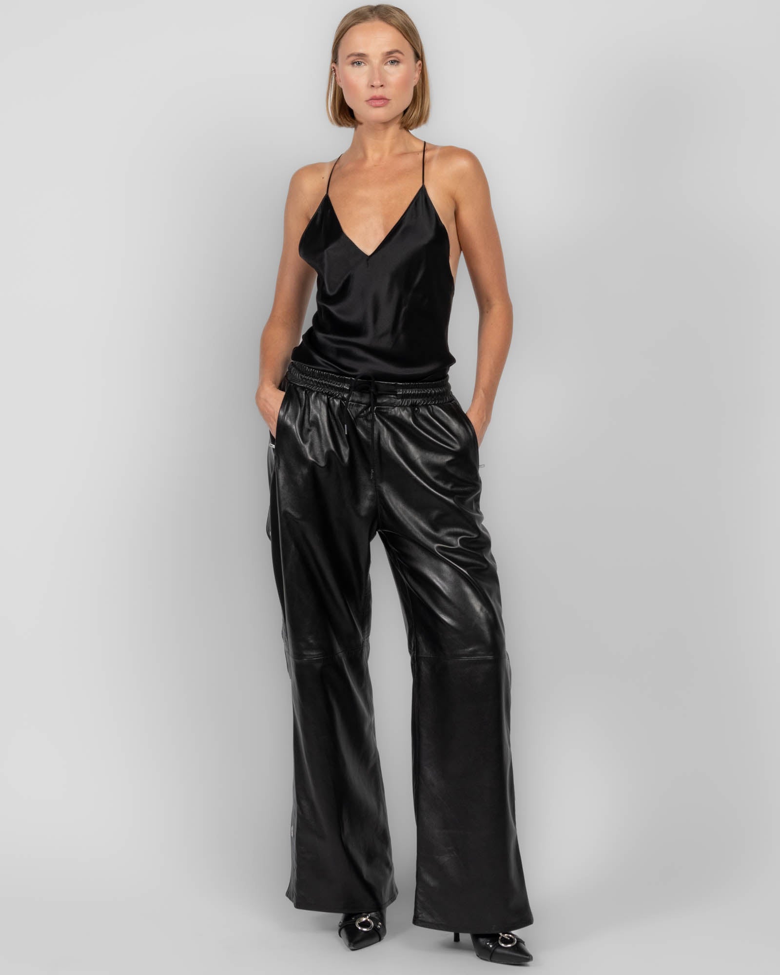 R13 Wide Leg Leather Pants