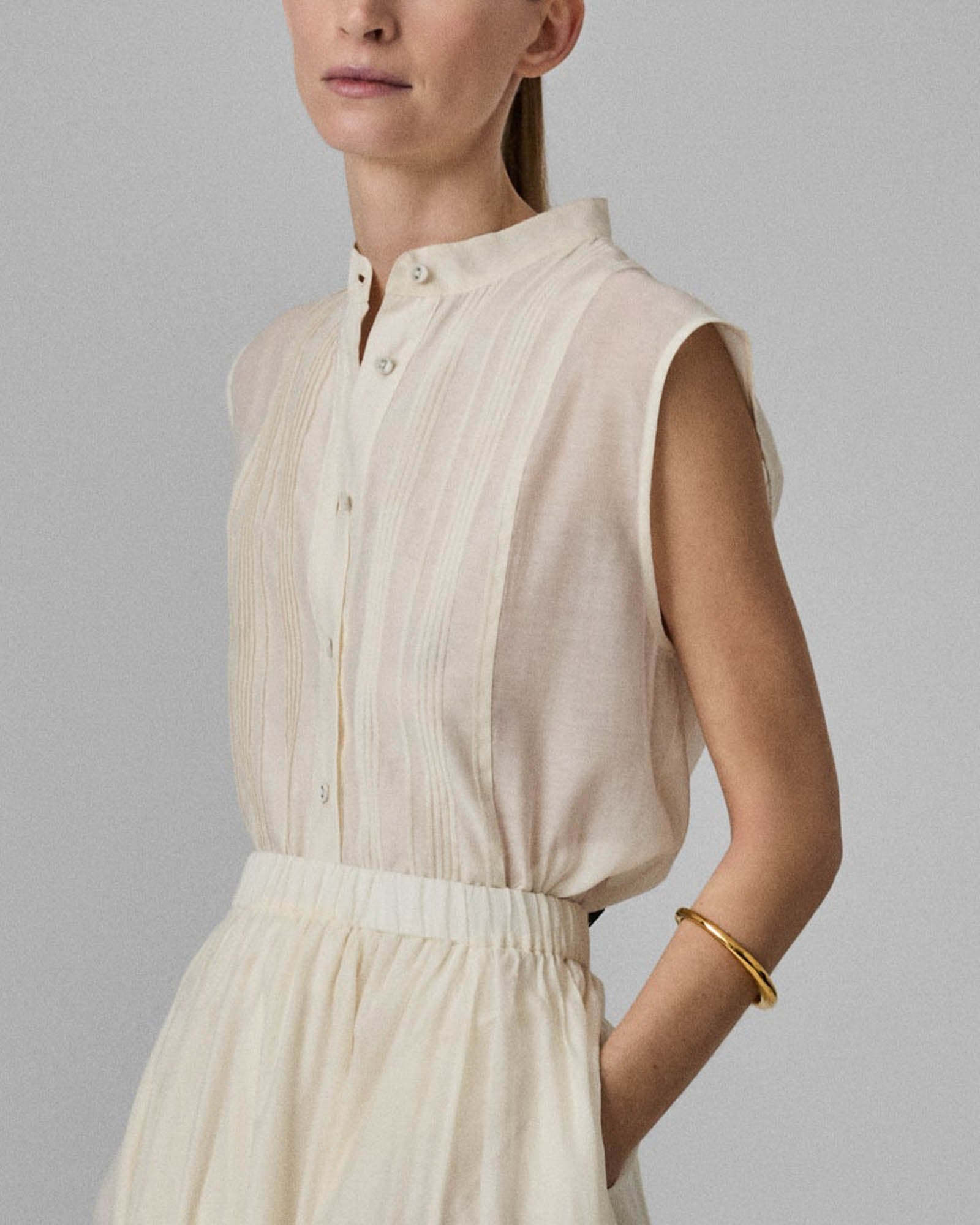 Sleeveless Tuxedo Shirt