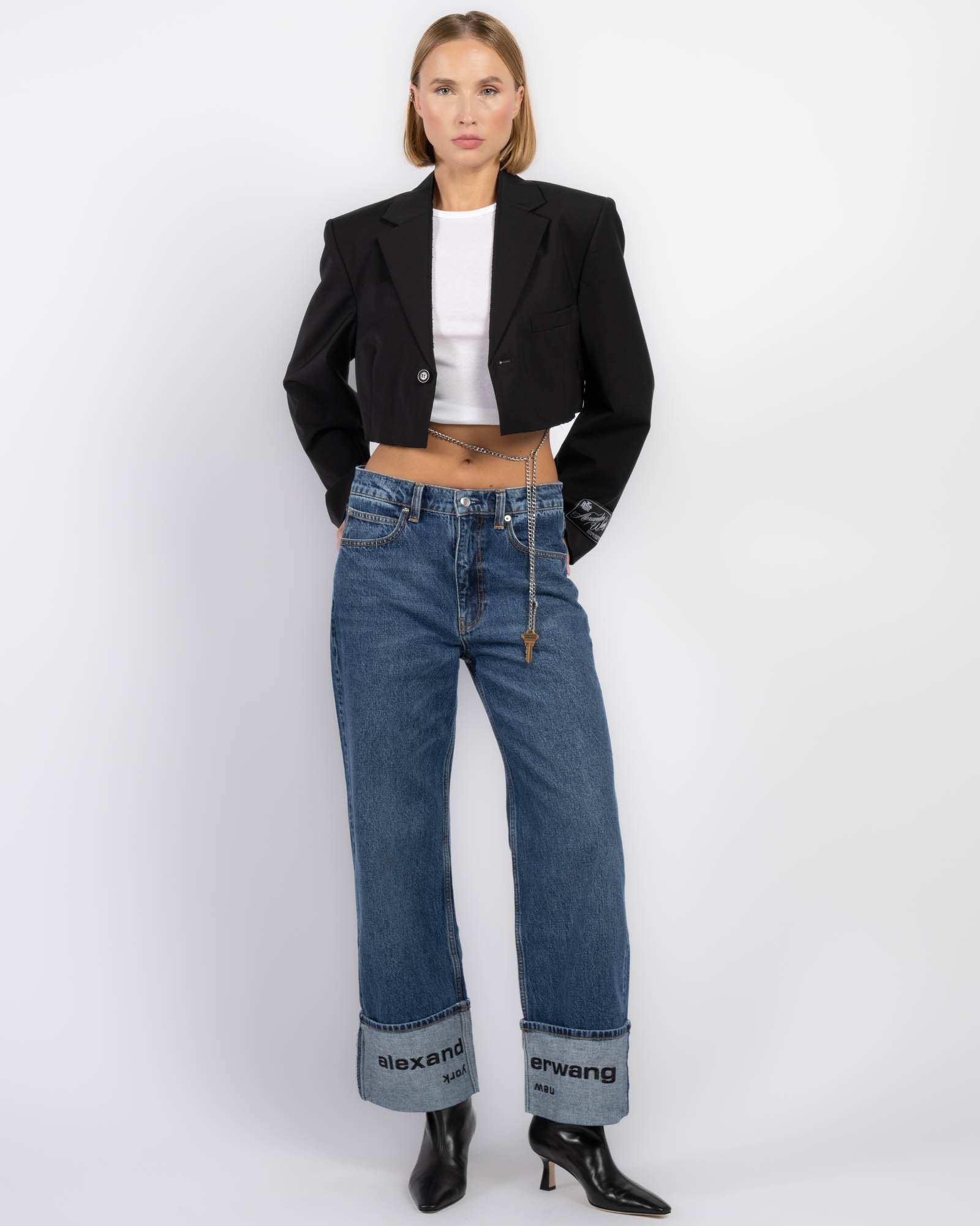 Cropped Blazer With Chain