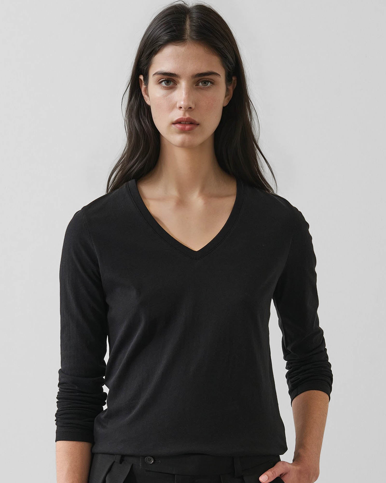 Long Sleeve Pima Classic V-Neck