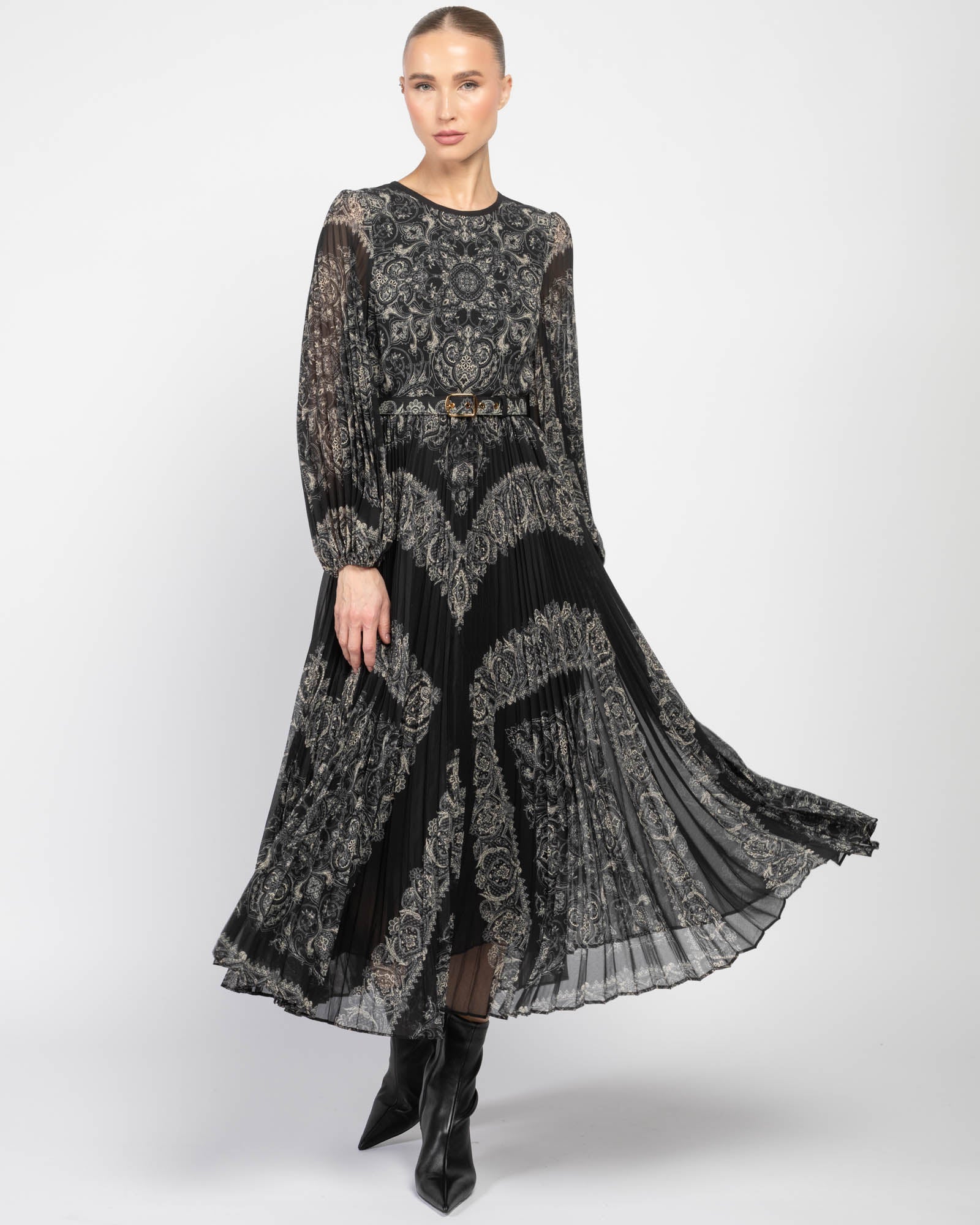 Robe midi à manches longues Sunray