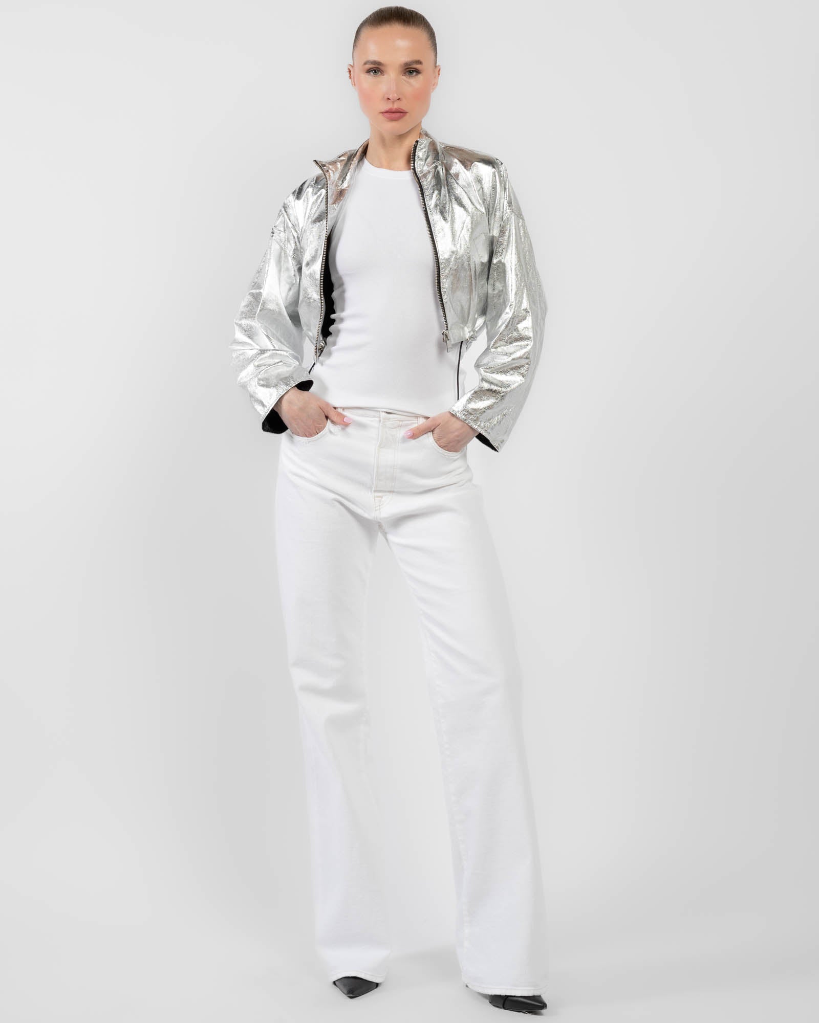 Metallic Leather Jacket