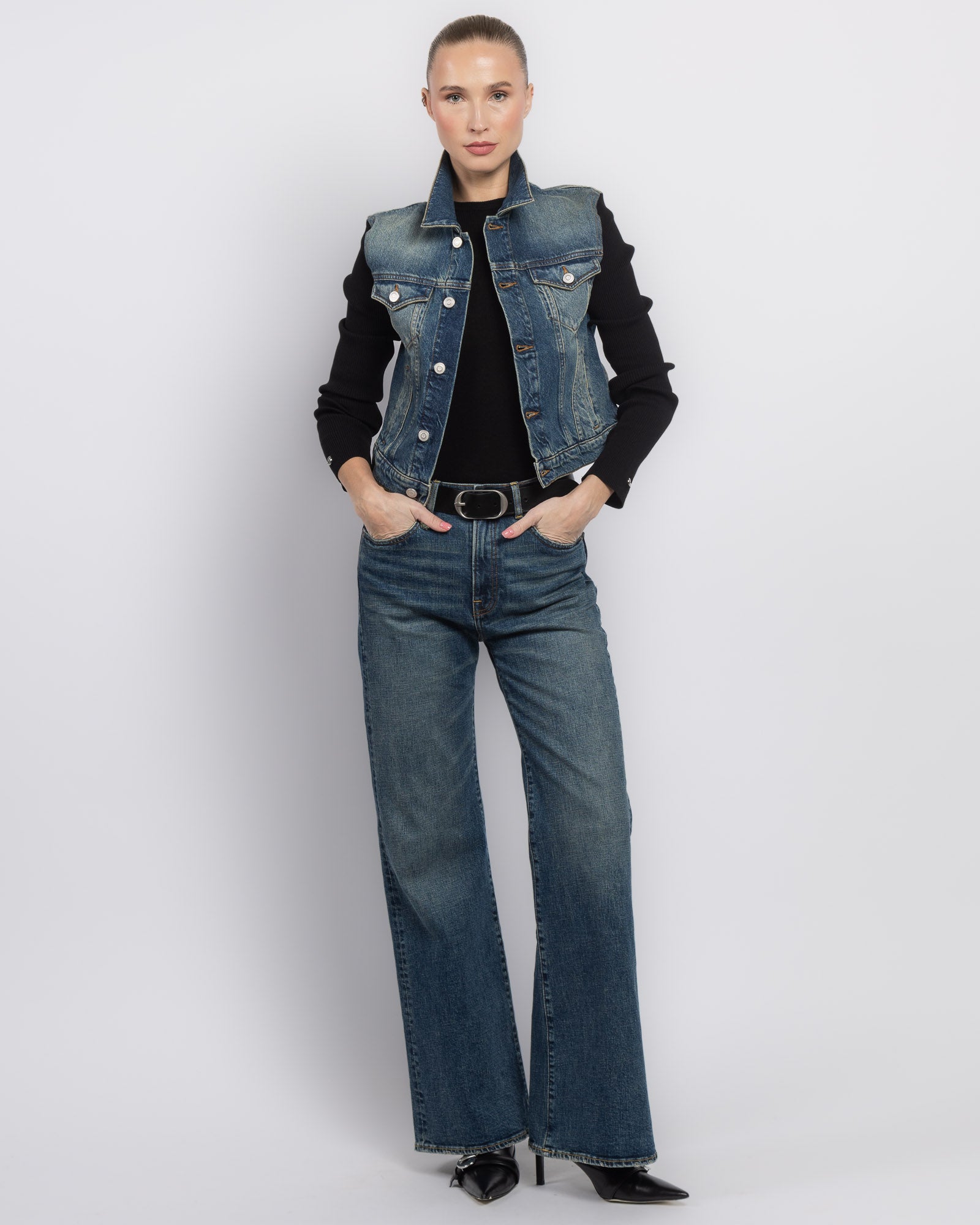 Veste en jean côtelée hybride