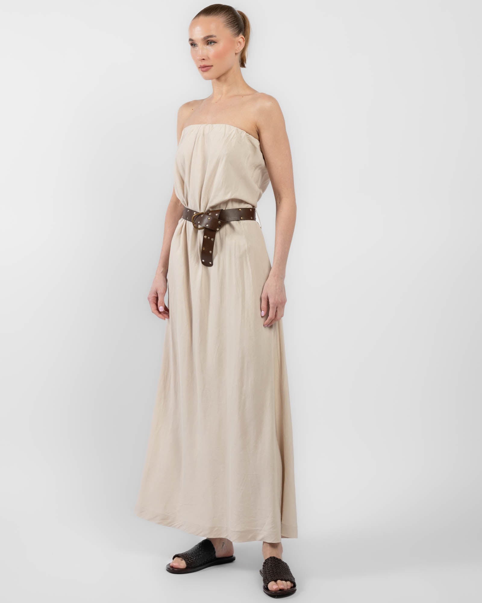 Belt Strapless Dress