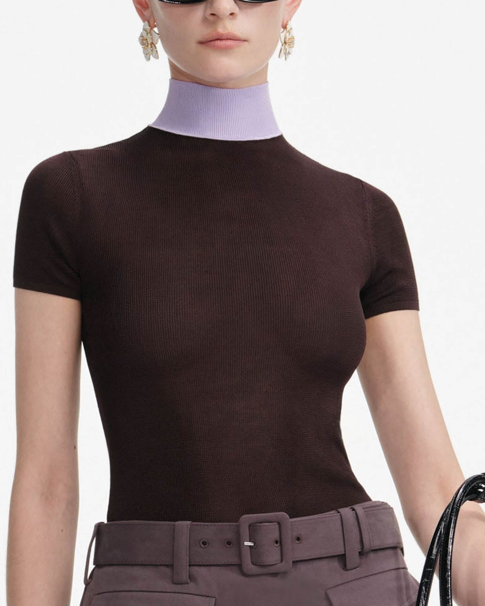 Haut en tricot à manches courtes