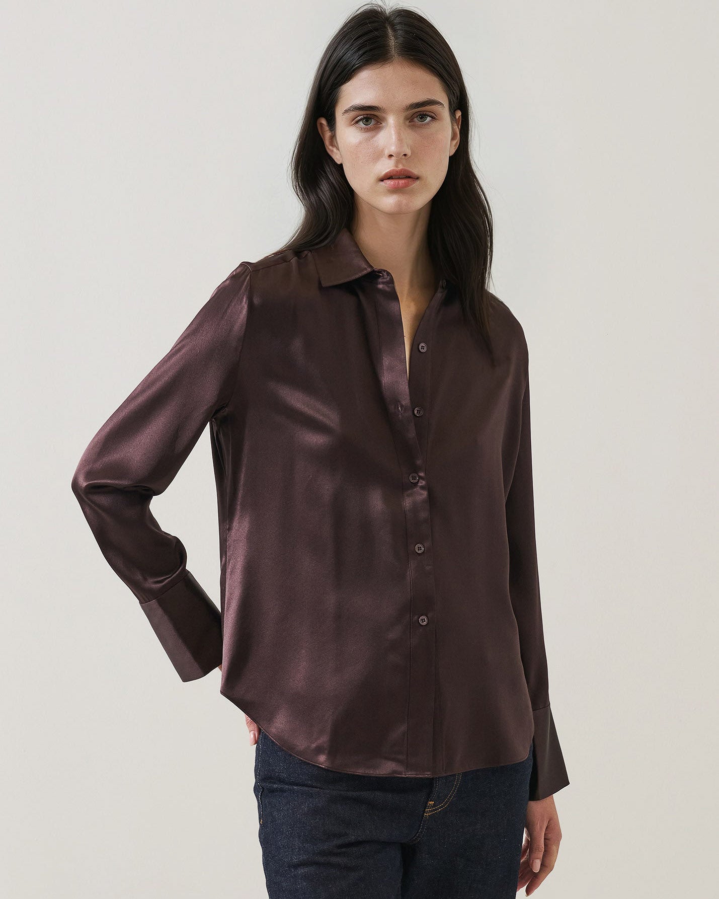 Long Silk Satin Shirt