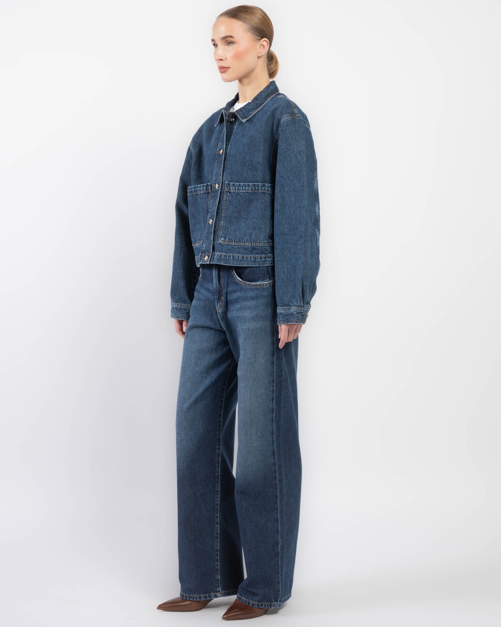 Veste en jean à poche plaquée