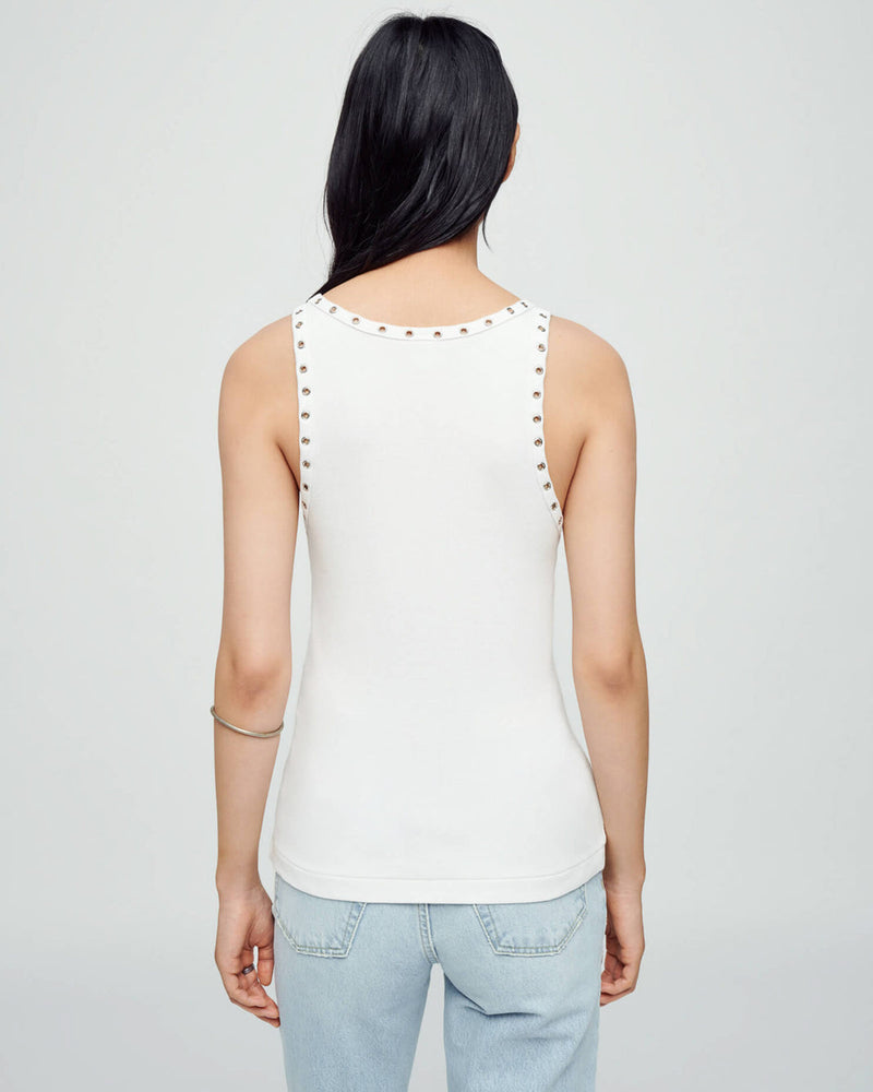 THE GREAT. Women's The Eyelet Tank, True White, XS at  Women's  Clothing store