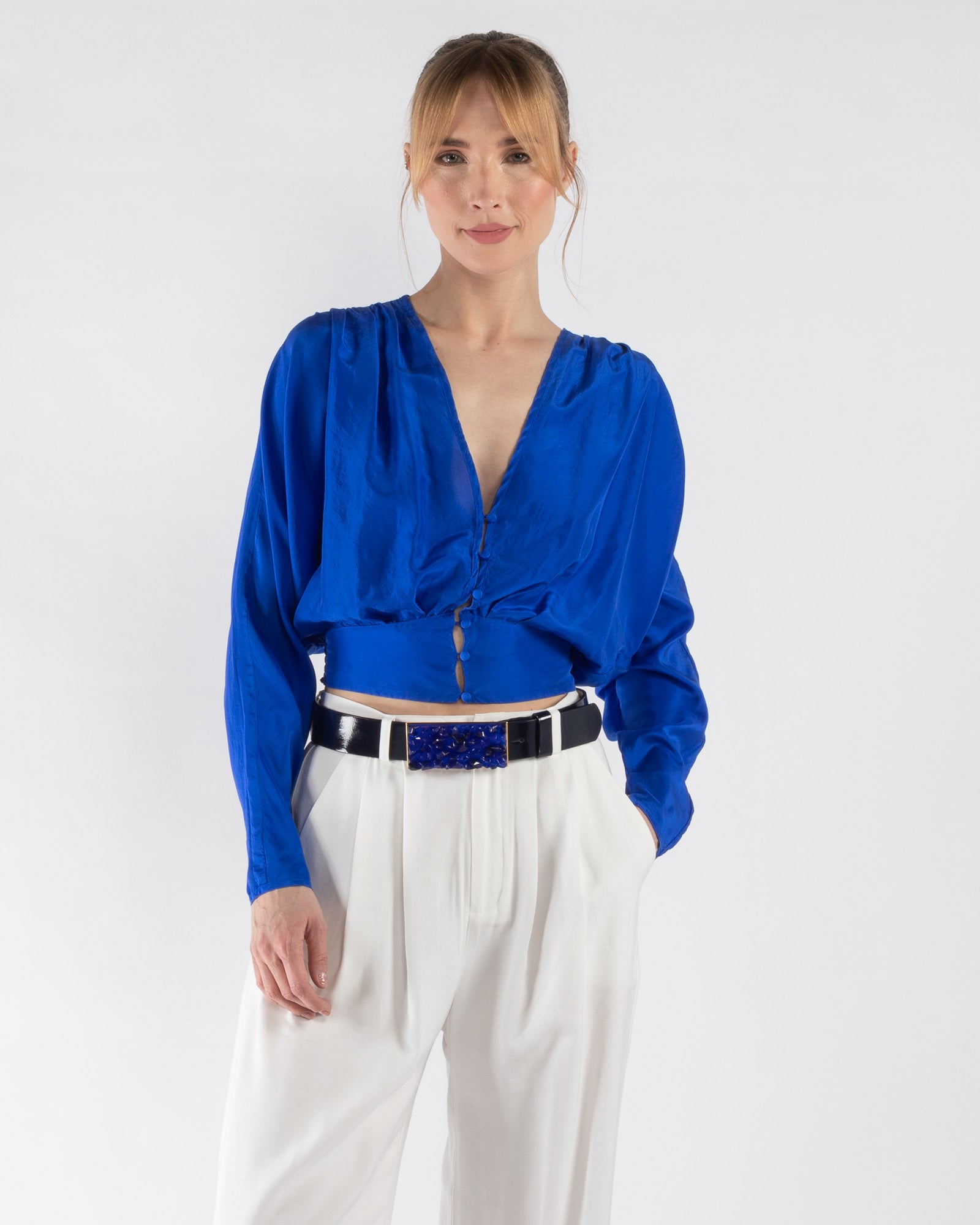 Habotai V-Neck Blouse