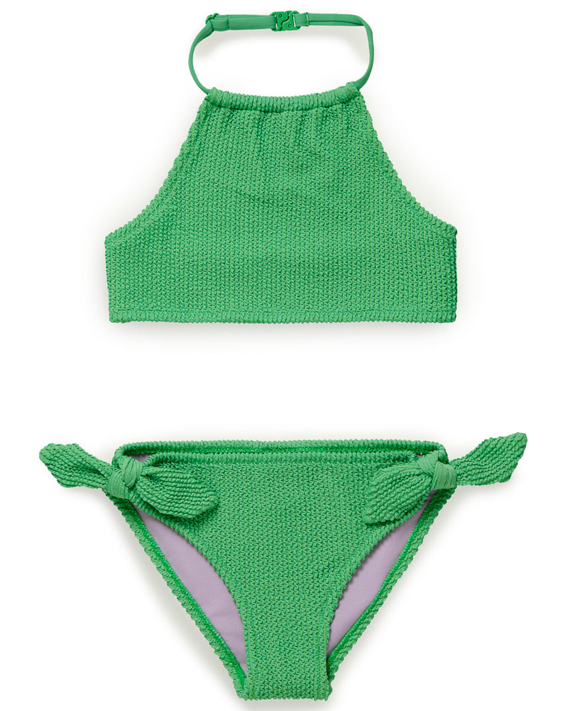 Crinkle Halter Bikini Set