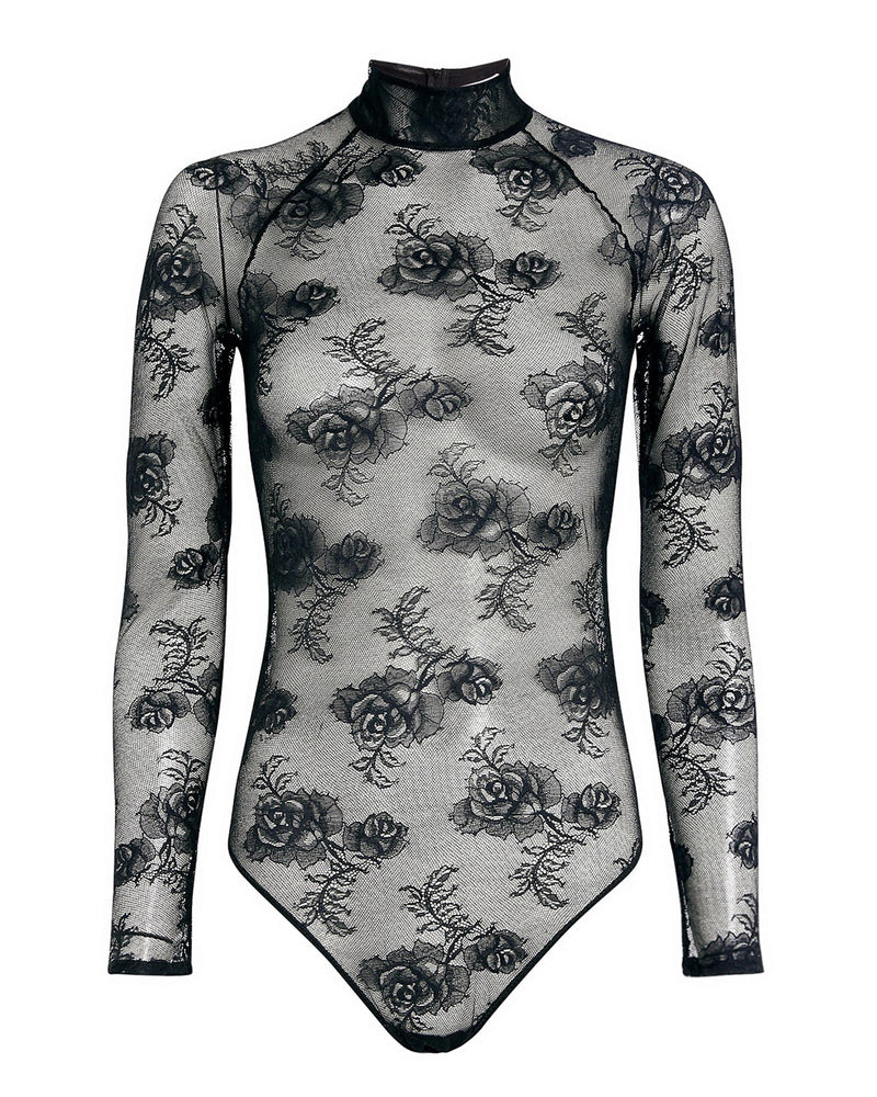 Bouquet Lace Turtleneck Bodysuit - FLEUR DU MAL, Luxury Designer Fashion