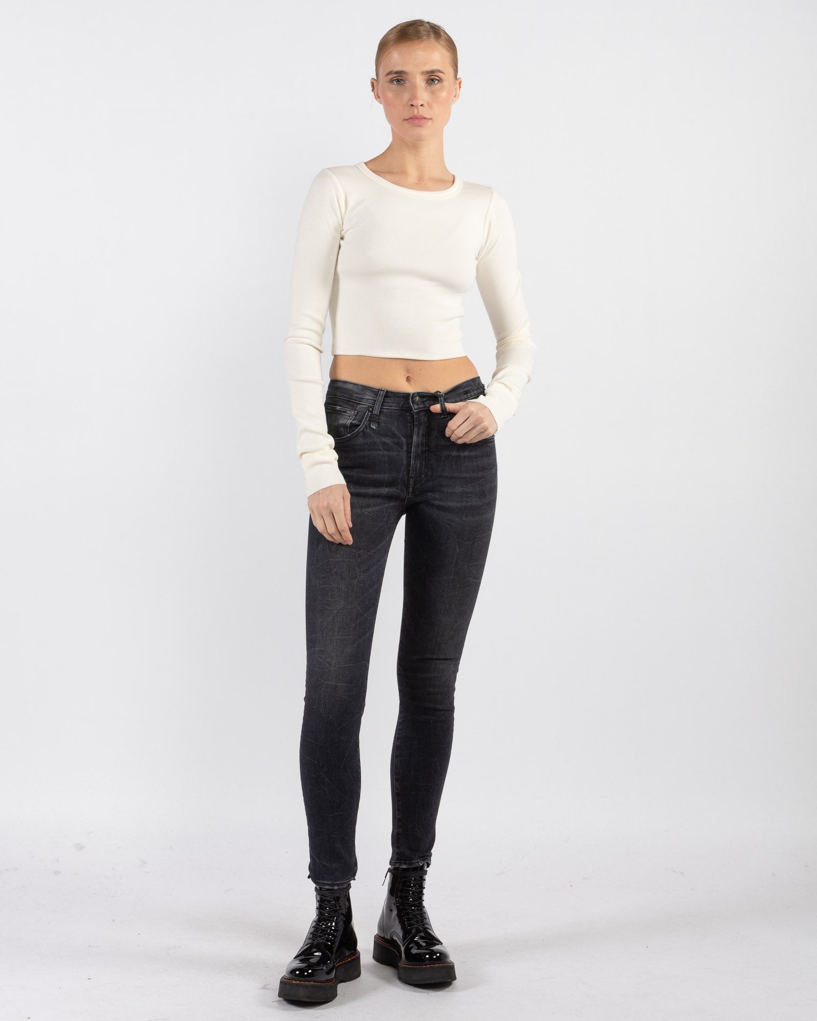 Cropped Long Sleeve Fitted Top