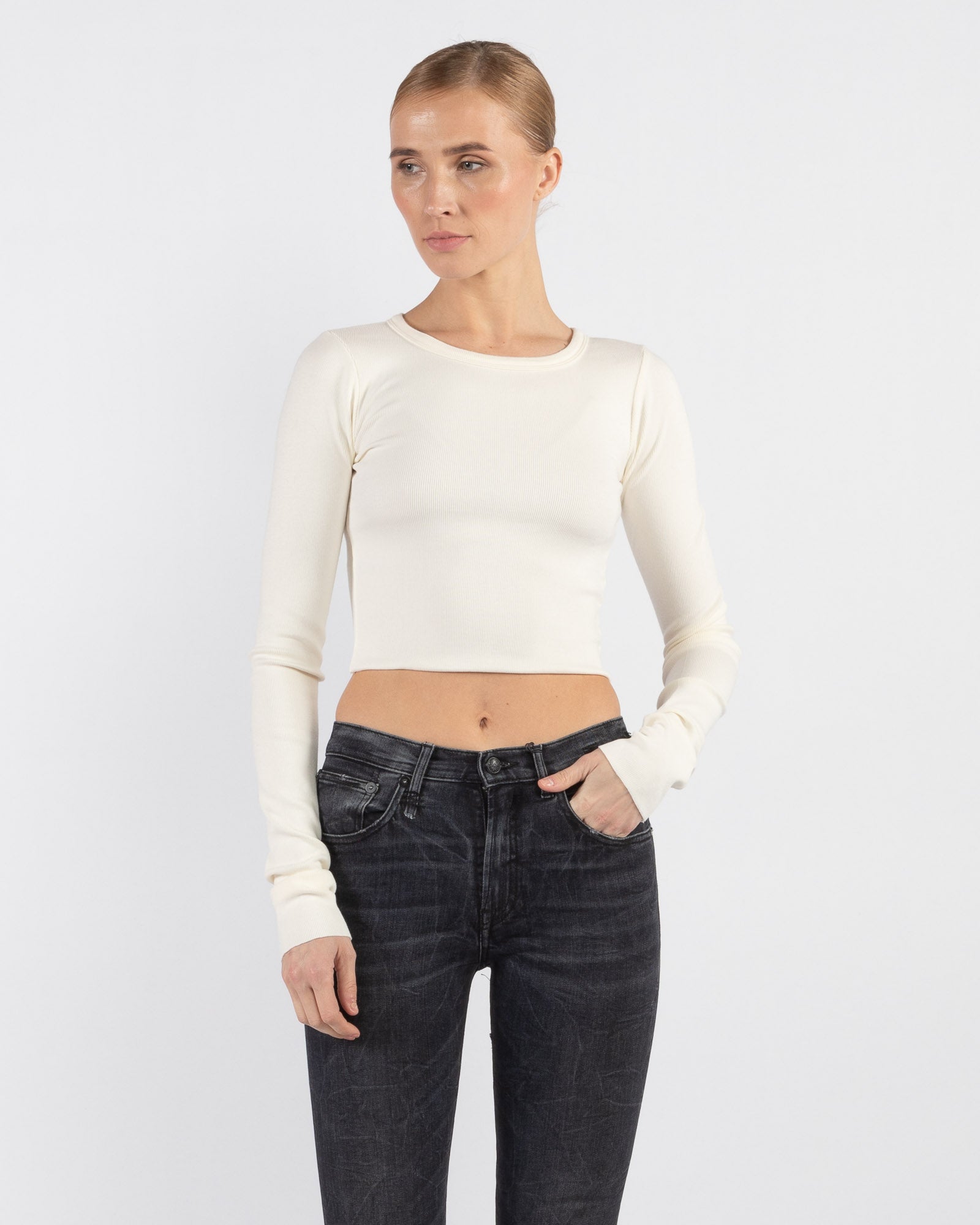 Cropped Long Sleeve Fitted Top