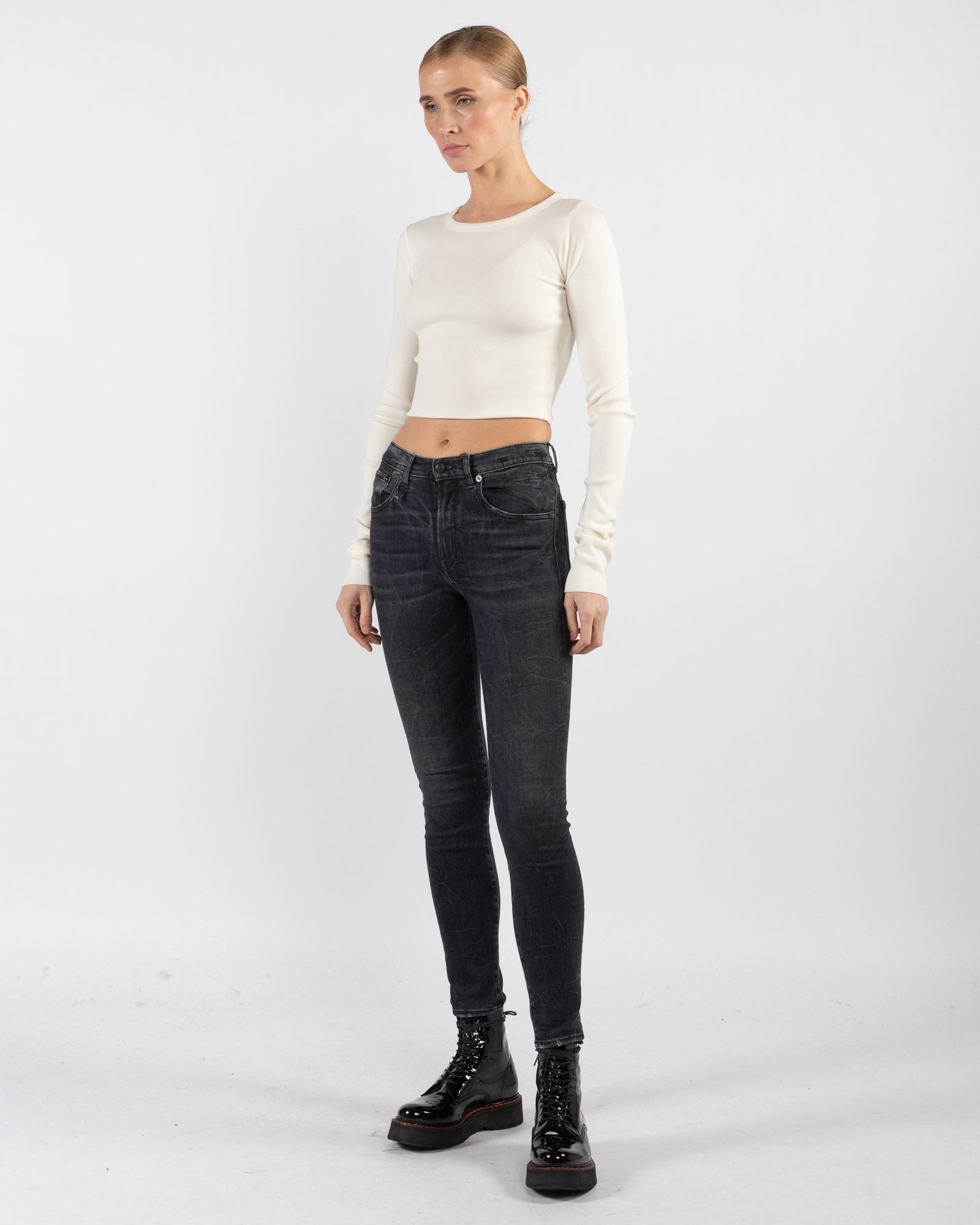 Cropped Long Sleeve Fitted Top